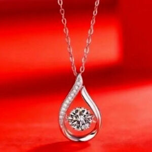 1ct Moissanite 925 Silver Water Drop Pendant Necklace